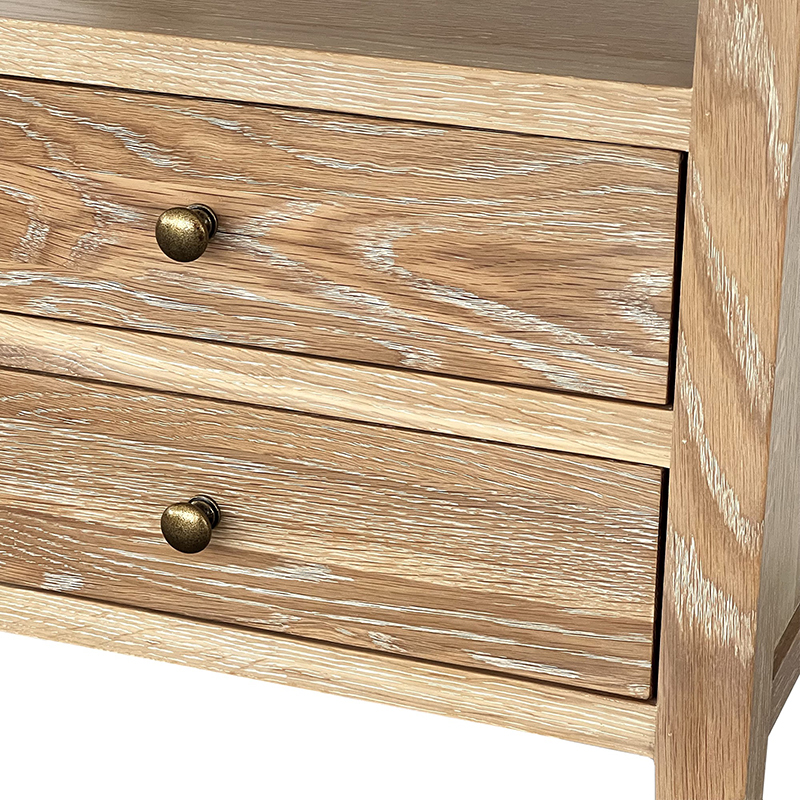 Hiraya Oak Wood 2 Drawer Bedside Table