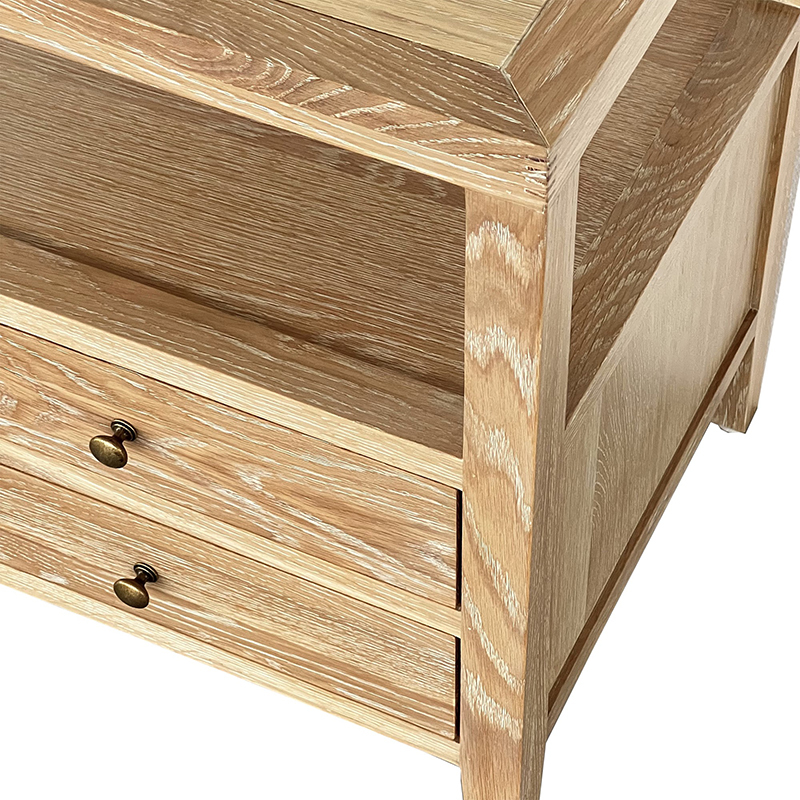 Hiraya Oak Wood 2 Drawer Bedside Table