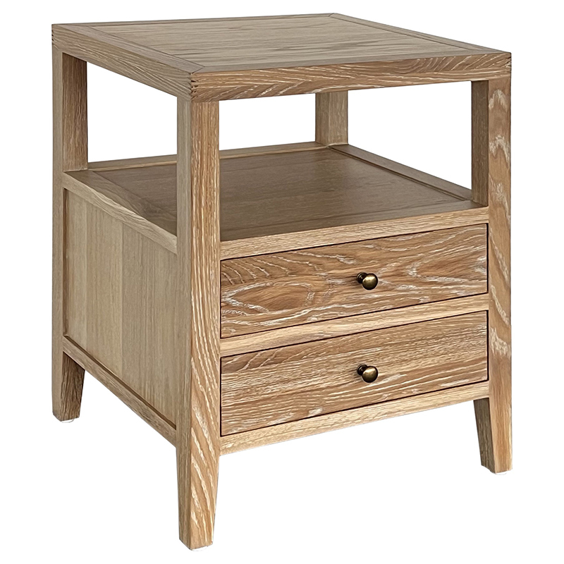 Hiraya Oak Wood 2 Drawer Bedside Table