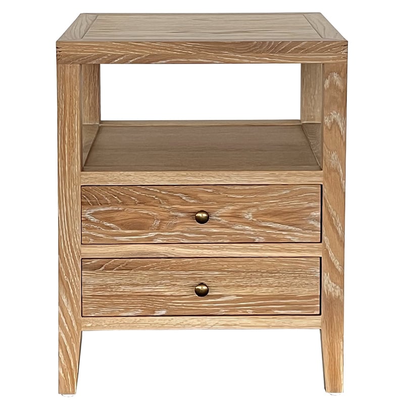 Hiraya Oak Wood 2 Drawer Bedside Table