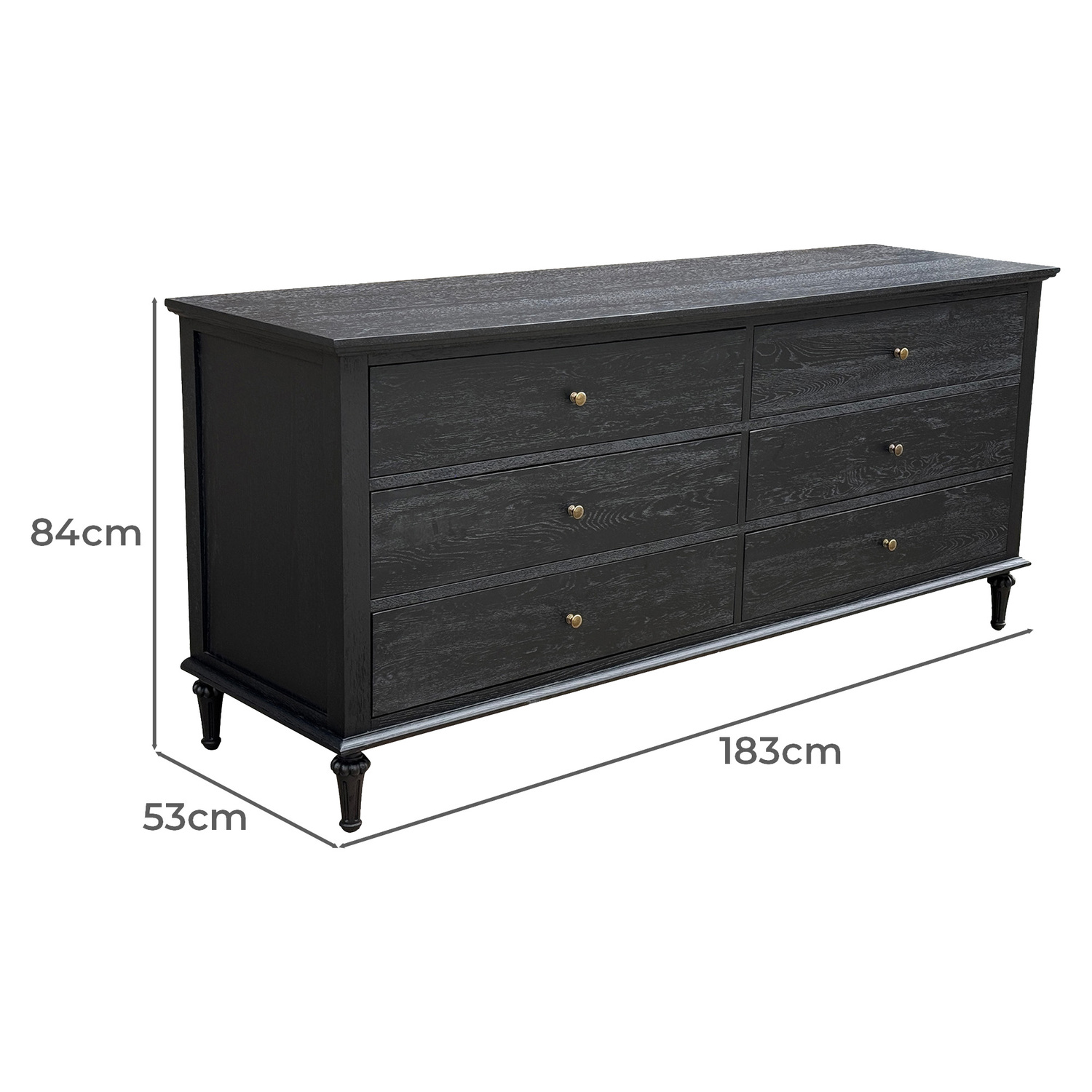 Harland 6 Drawer Oak Wood Dresser
