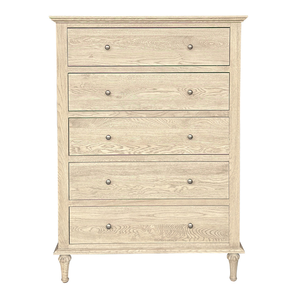 Evelyn Oak Wood 5 Drawer Tallboy