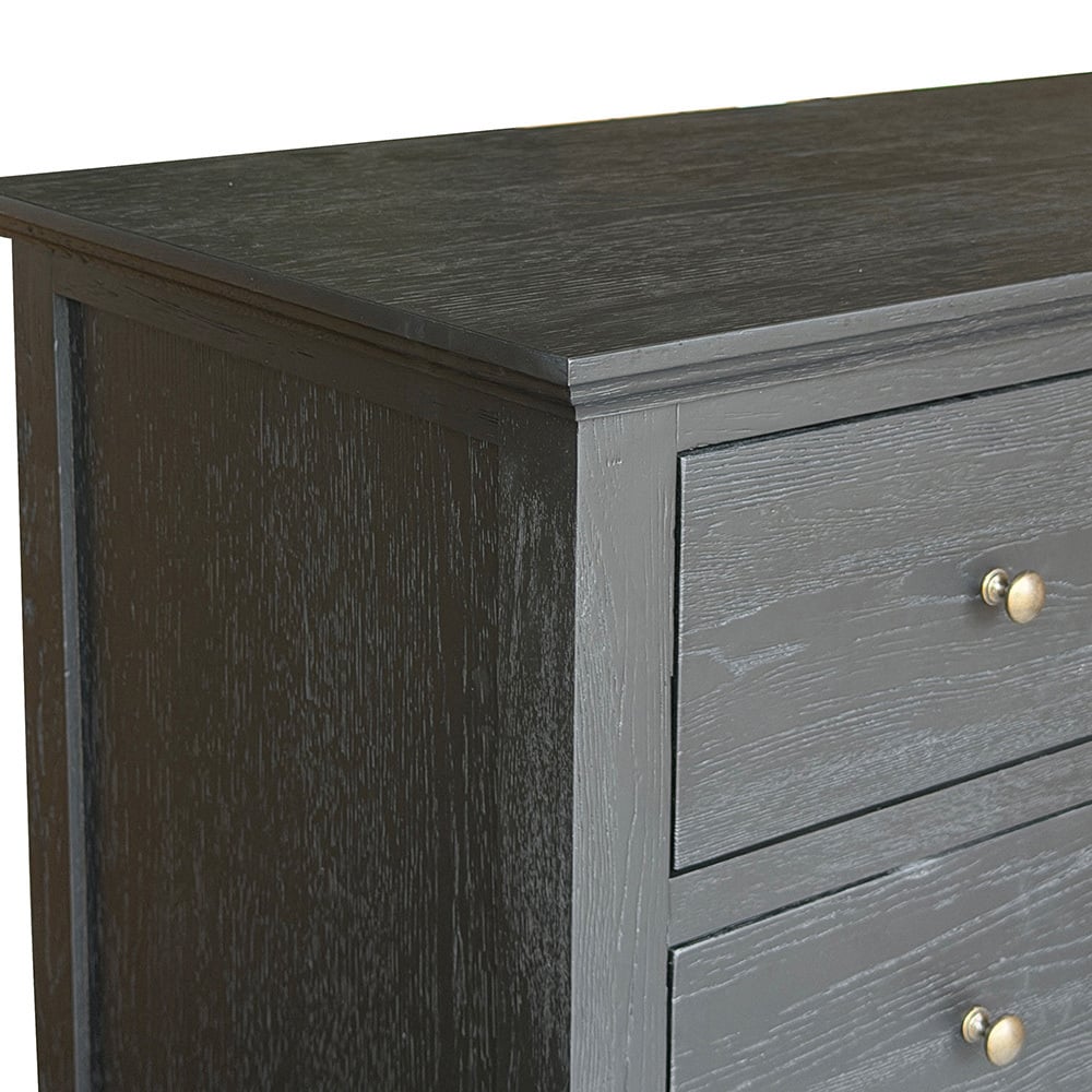 Evelyn Oak Wood 5 Drawer Tallboy