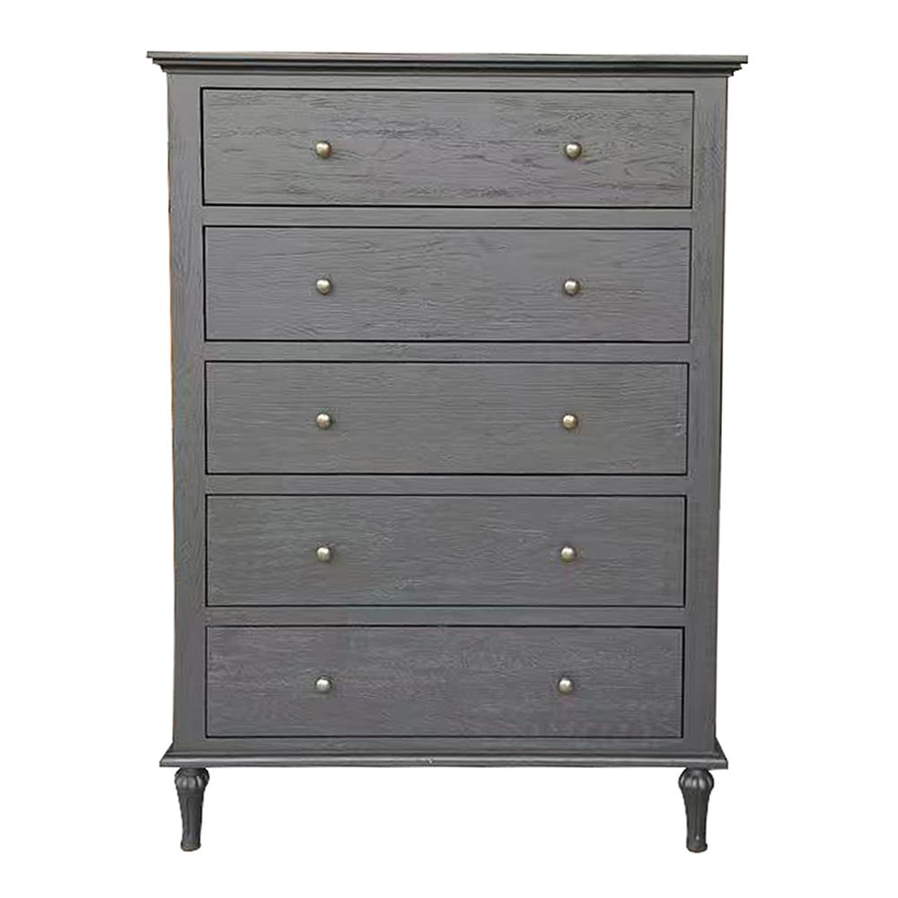 Evelyn Oak Wood 5 Drawer Tallboy