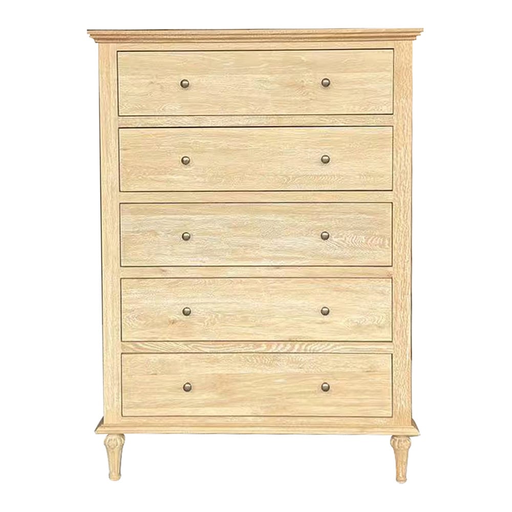Evelyn Oak Wood 5 Drawer Tallboy