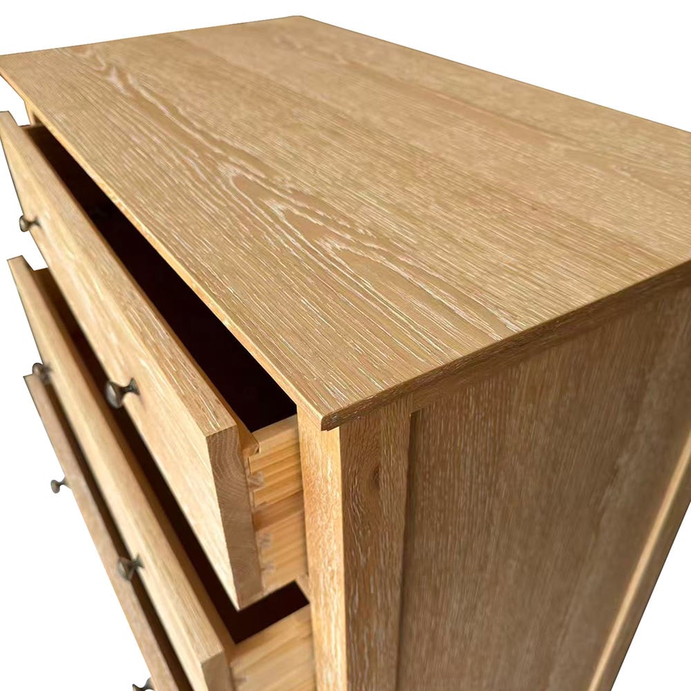 Evelyn Oak Wood 5 Drawer Tallboy