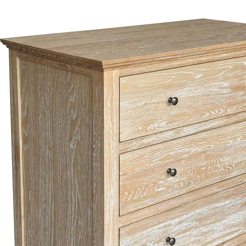 Evelyn Oak Wood 5 Drawer Tallboy