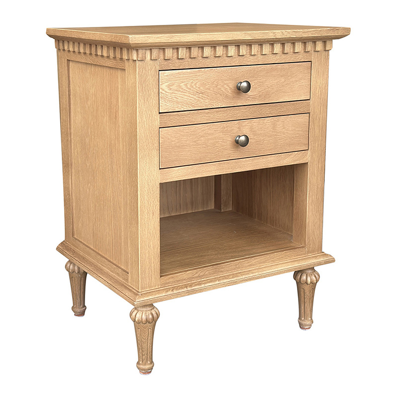 Enid Oak Wood 2 Drawer Bedside Table