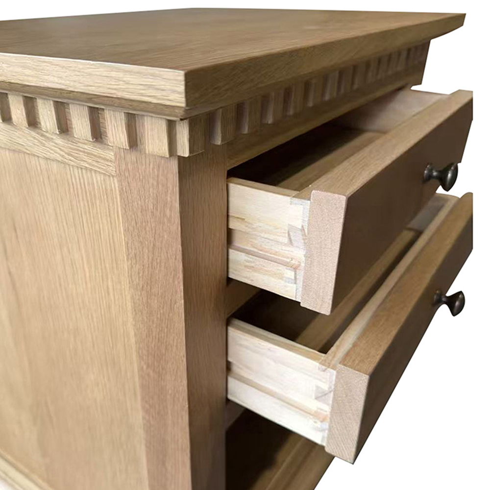 Enid Oak Wood 2 Drawer Bedside Table