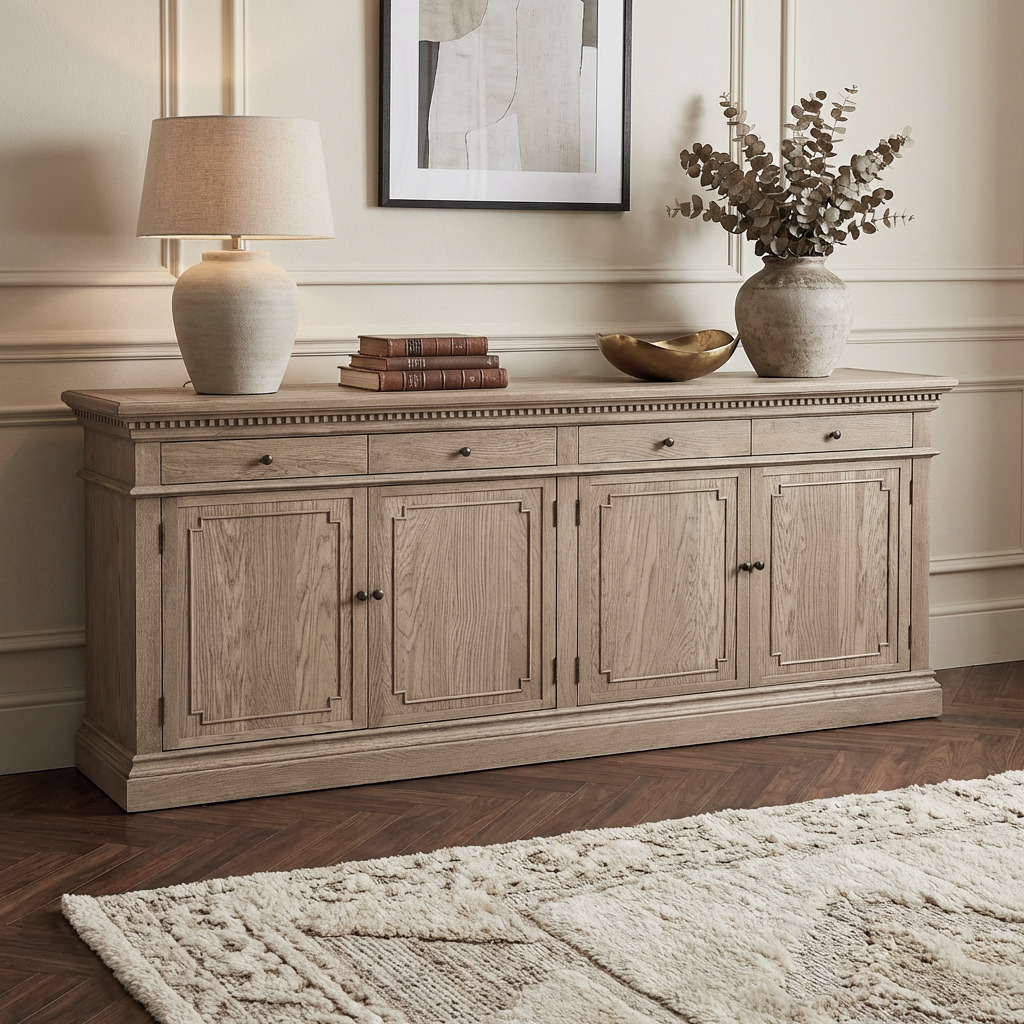 Denise 4 Door Oak Wood Sideboard