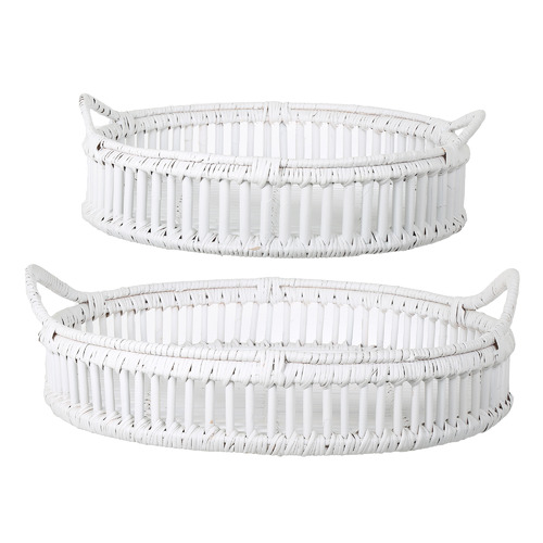 2 Piece Bahama Rattan Tray Set