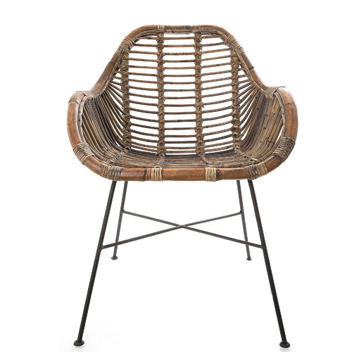 single rattan chair grey