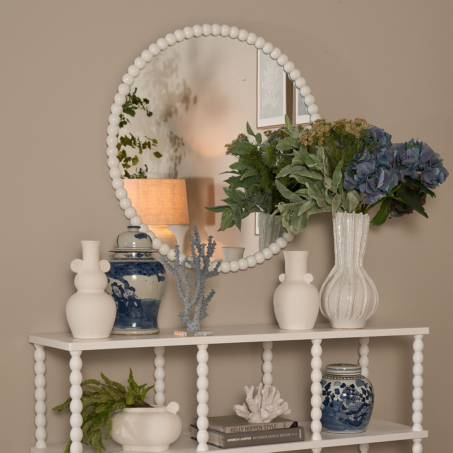 White Octavio Oak Wood Wall Mirror