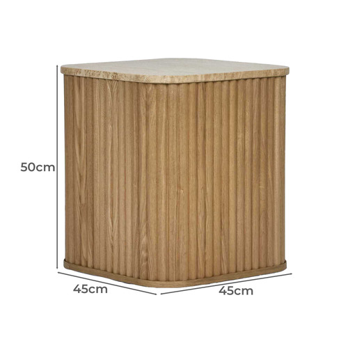 Paulette Oak Wood Side Table