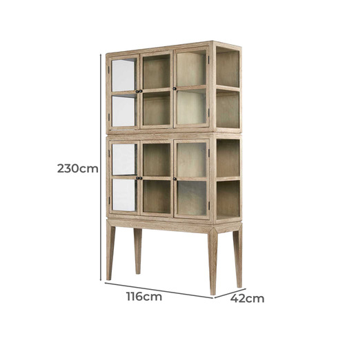 Thomas 6 Door Oak Wood Display Cabinet