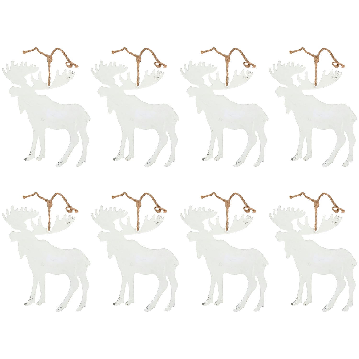 White Moose Christmas Tree Hanging Ornaments