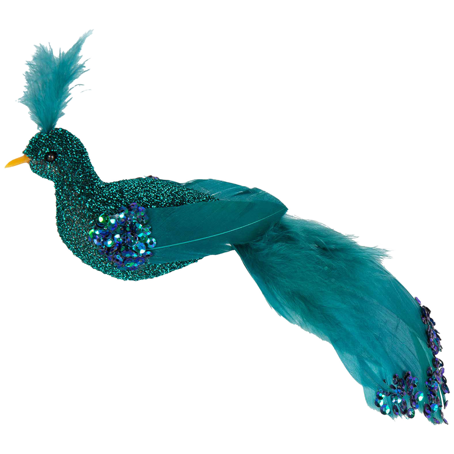 Teal Peacock Christmas Tree Clips