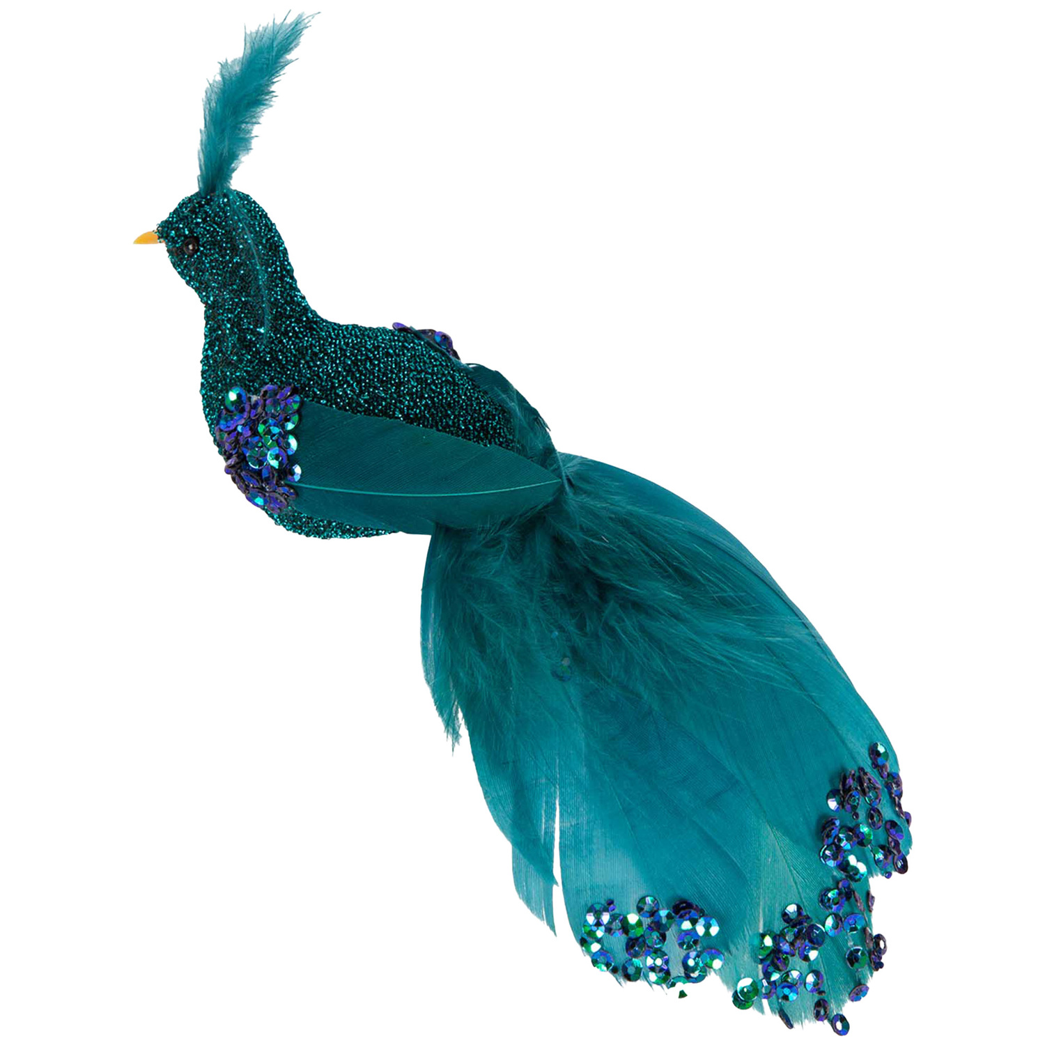 Teal Peacock Christmas Tree Clips