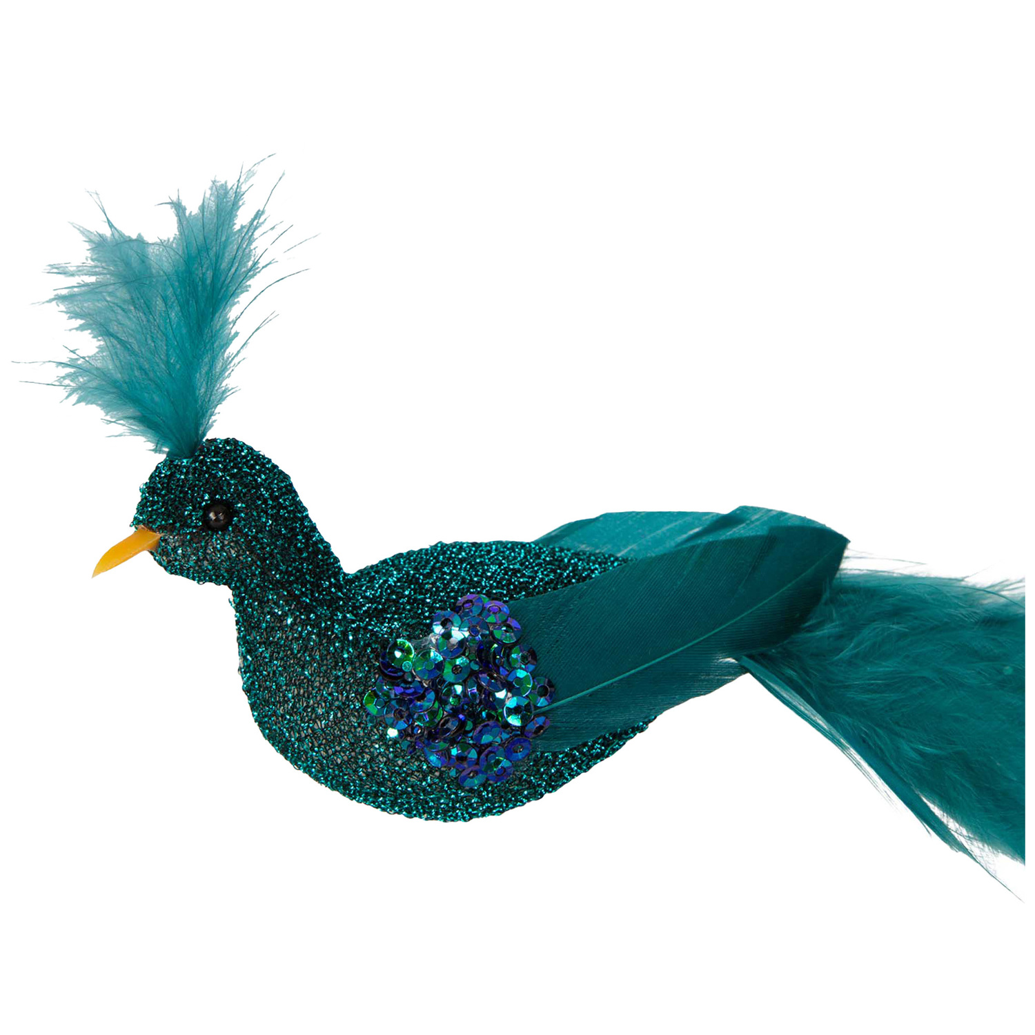 Teal Peacock Christmas Tree Clips