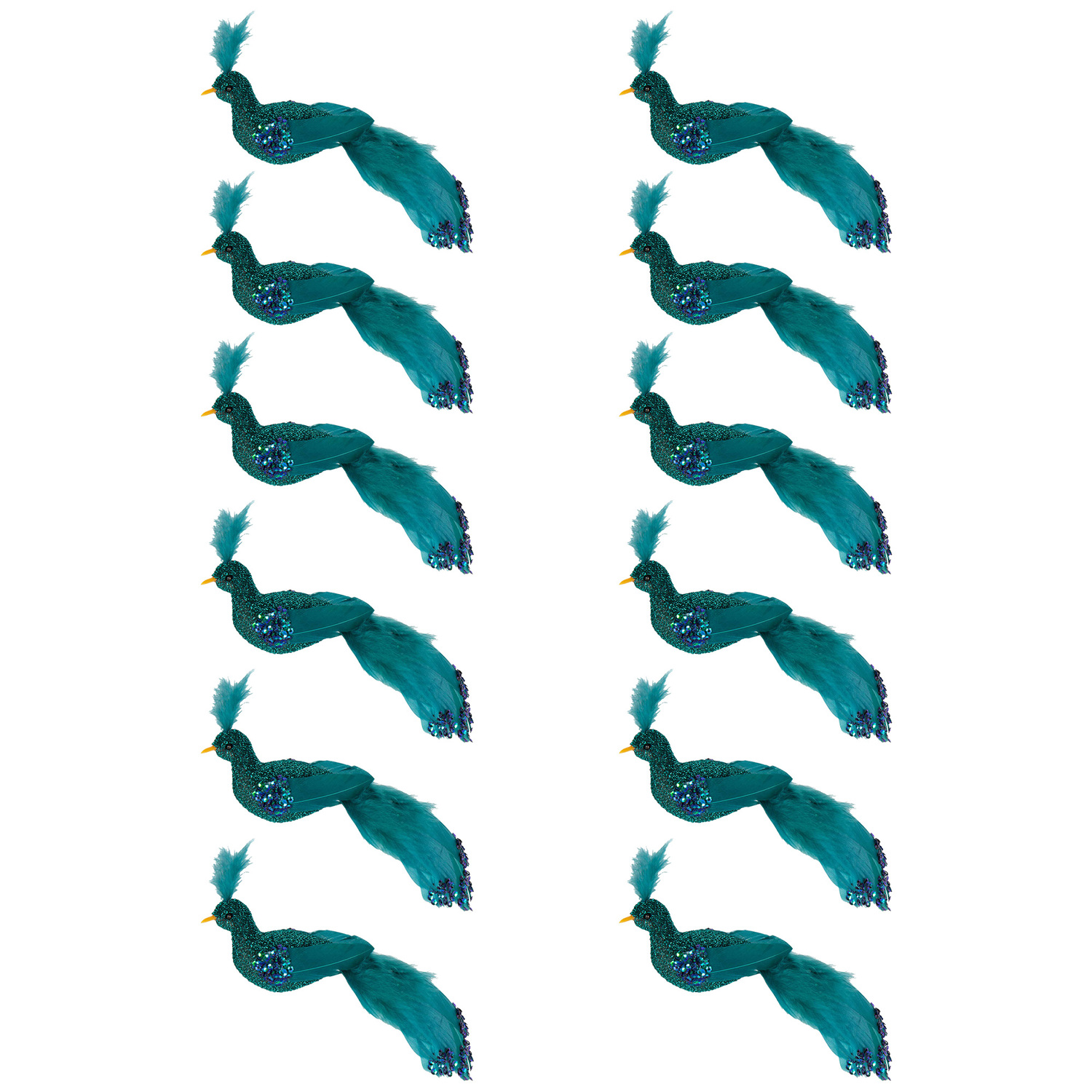 Teal Peacock Christmas Tree Clips