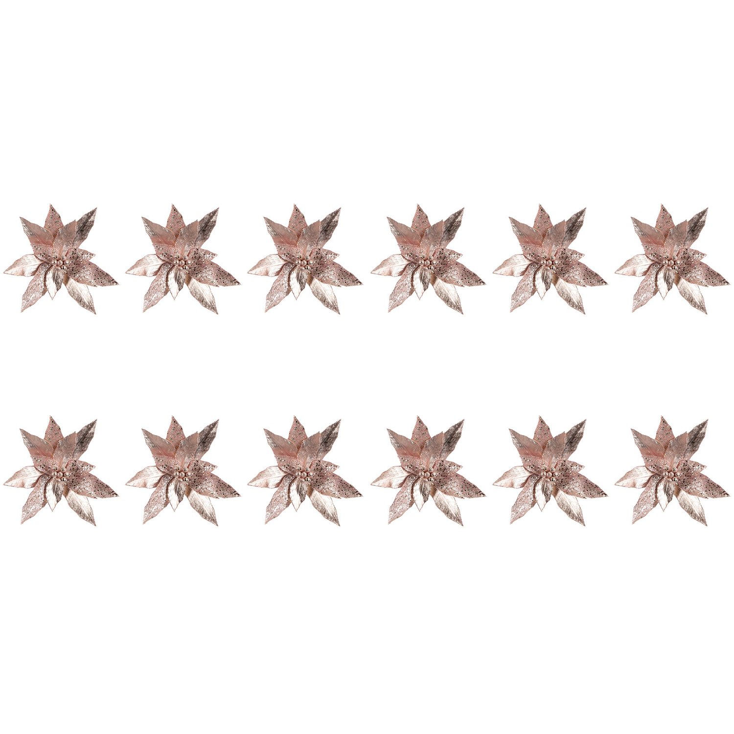 Pink Poinsettia Christmas Tree Clips
