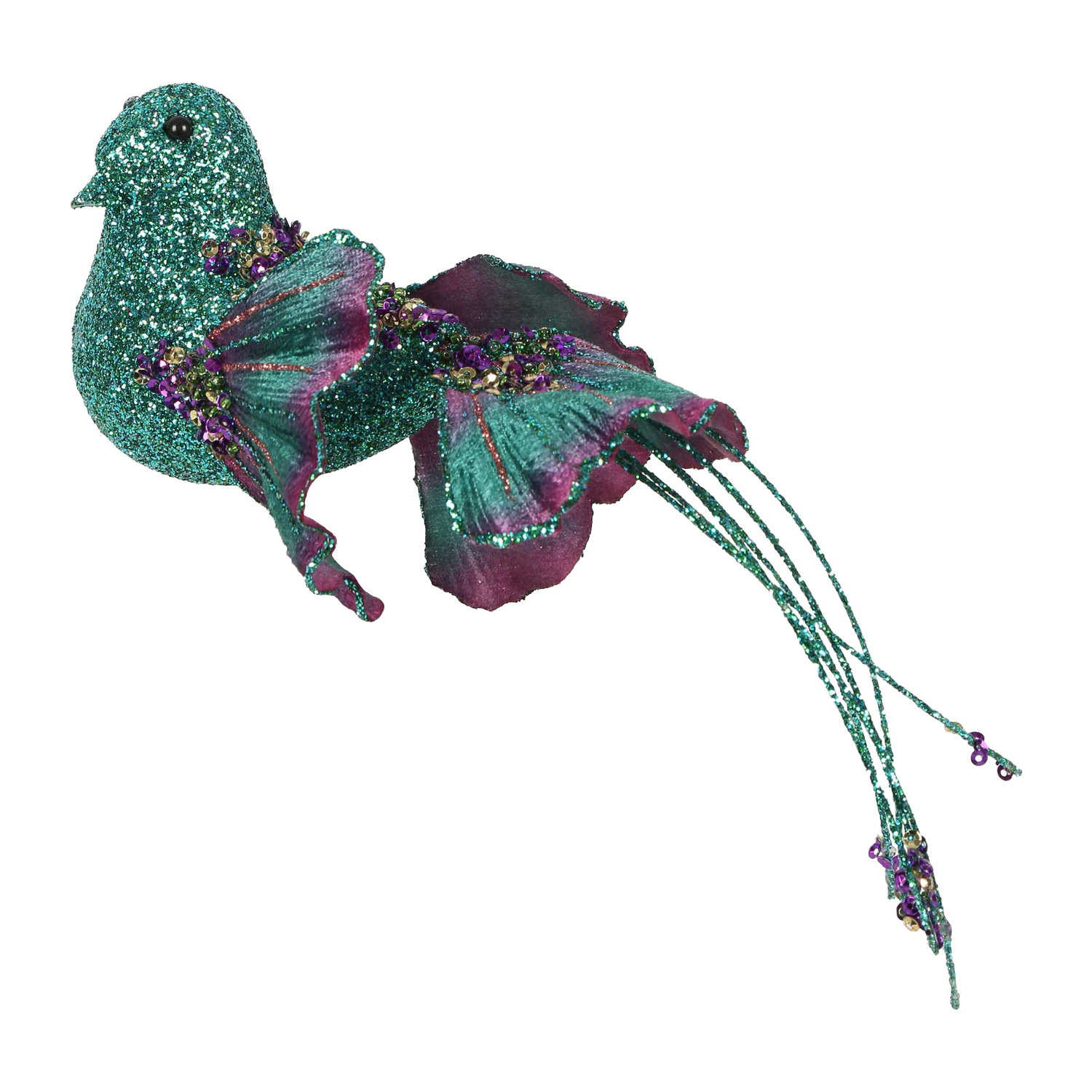 Glittered Bird Christmas Tree Clips