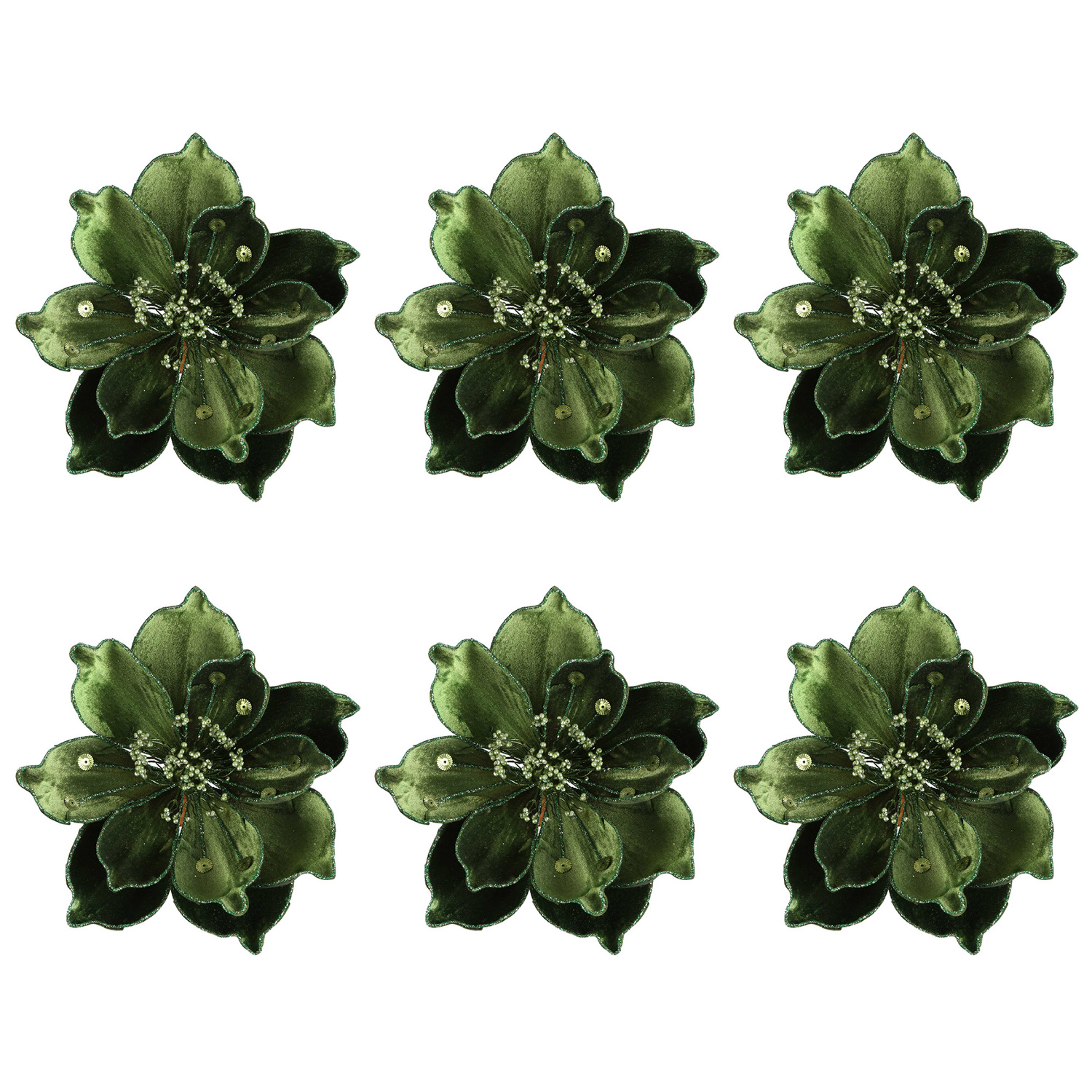 Green Magnolia Christmas Tree Clips