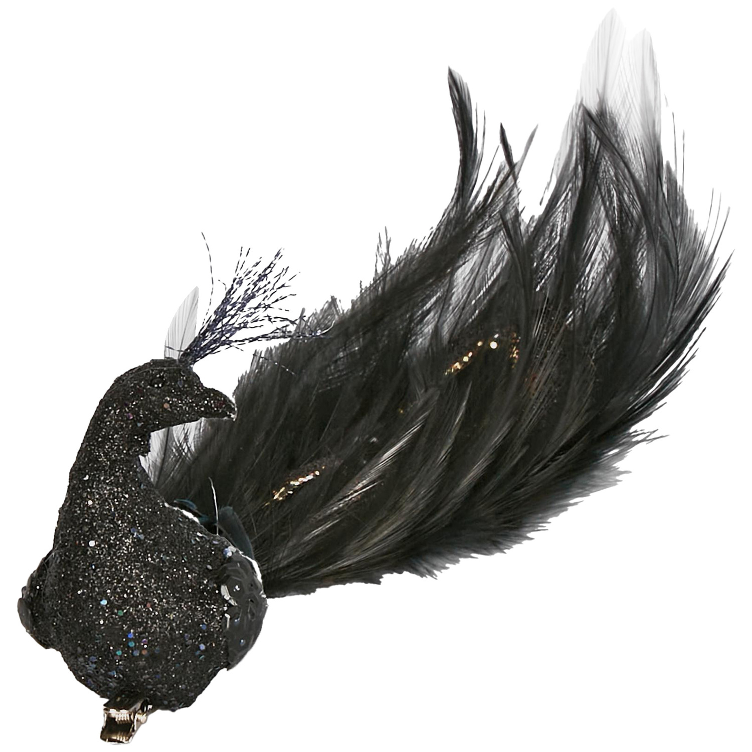 Black Peacock Christmas Tree Clips