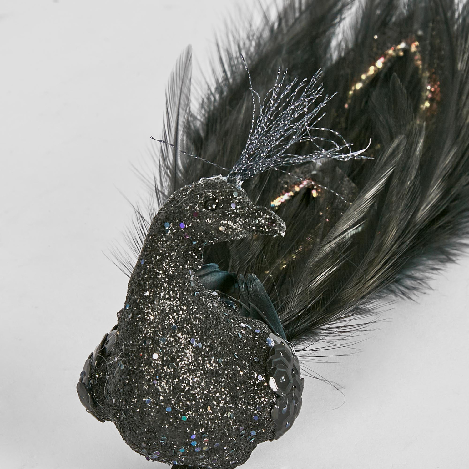 Black Peacock Christmas Tree Clips