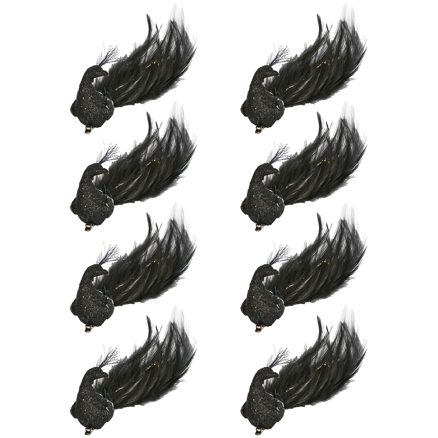 Black Peacock Christmas Tree Clips