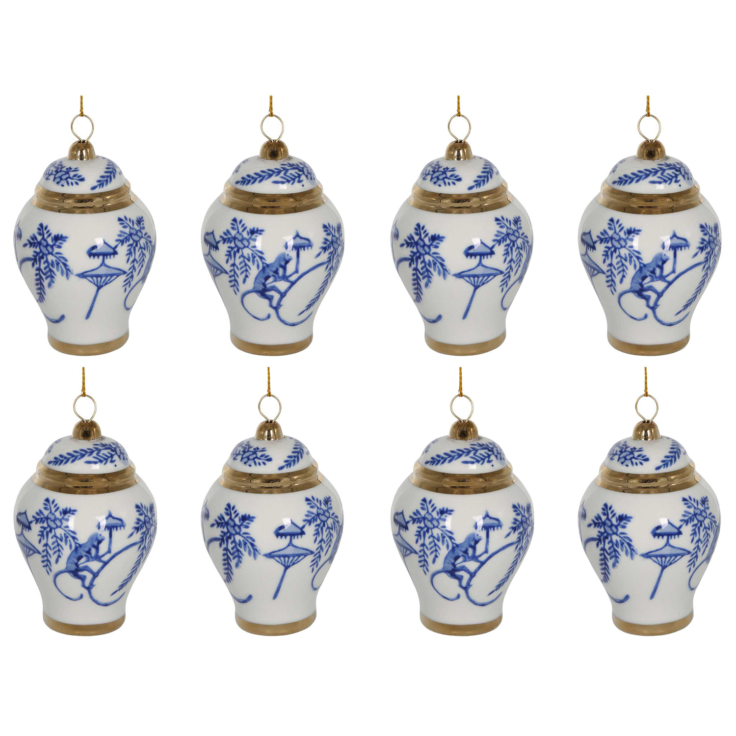 Monkey Chinoiserie Christmas Tree Hanging Ornaments