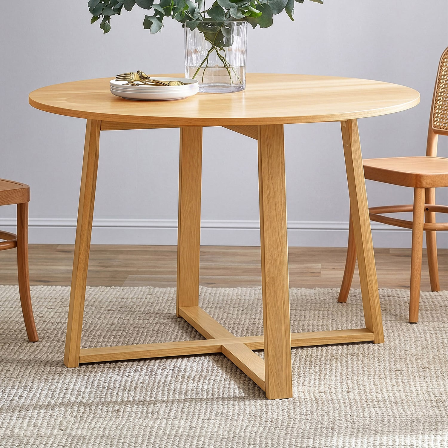 Olwen Oak Wood Round Dining Table