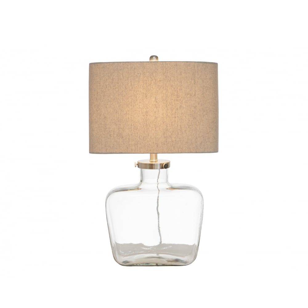 Fillable Bottle Lamp With Linen Shade
