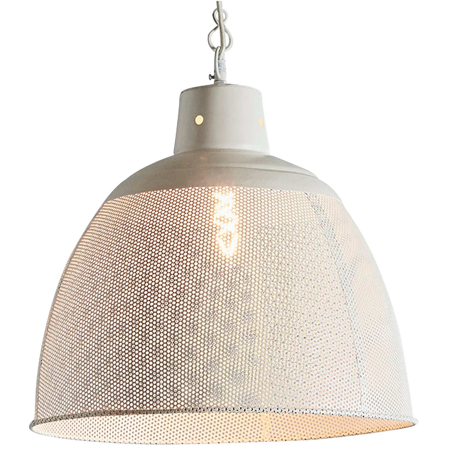 White Riva Perforated Iron Pendant Light