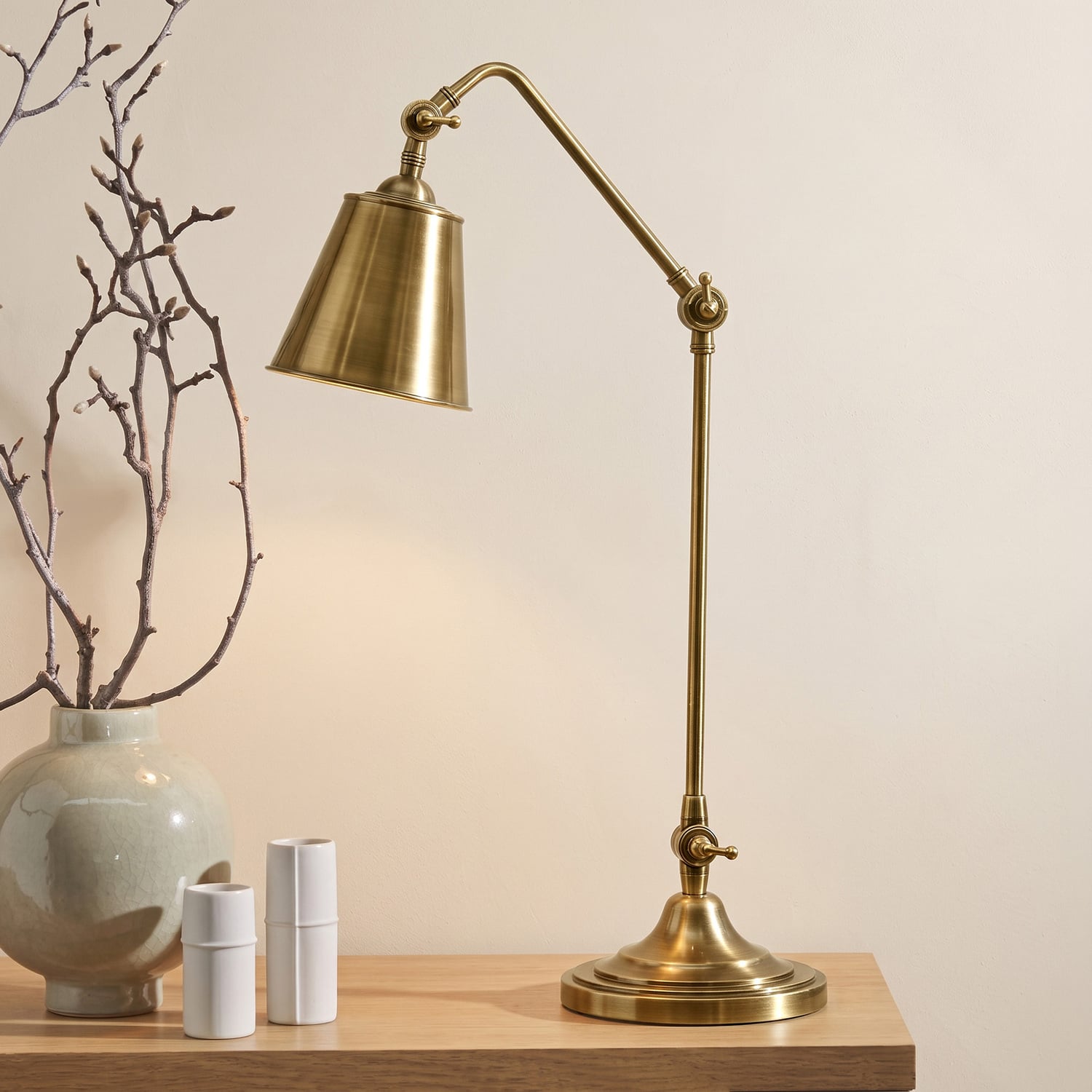 Cuba Brass Adjustable Desk Lamp