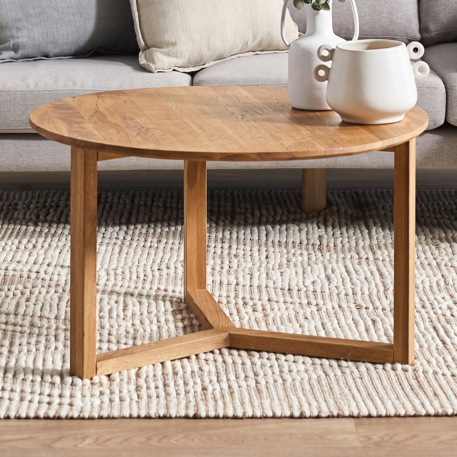 Olwen Round Oak Wood Coffee Table