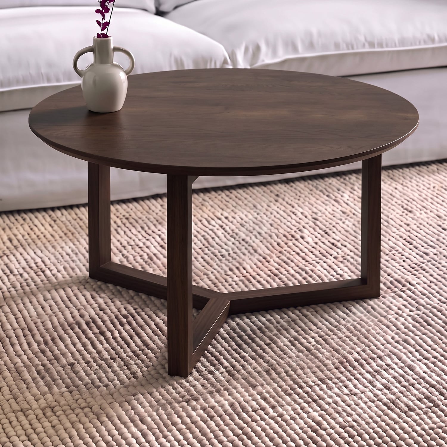 Olwen Round Oak Wood Coffee Table