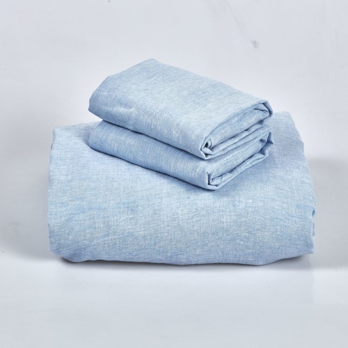 Bed by Temple & Webster Blue Vintage Wash Pure Linen Quilt Cover Set