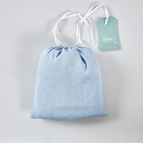 Bed by Temple & Webster Blue Vintage Wash Pure Linen Quilt Cover Set