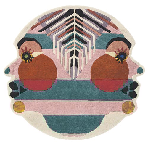 Gemini Zodiac Hand-Tufted Wool-Blend Round Rug | Temple & Webster