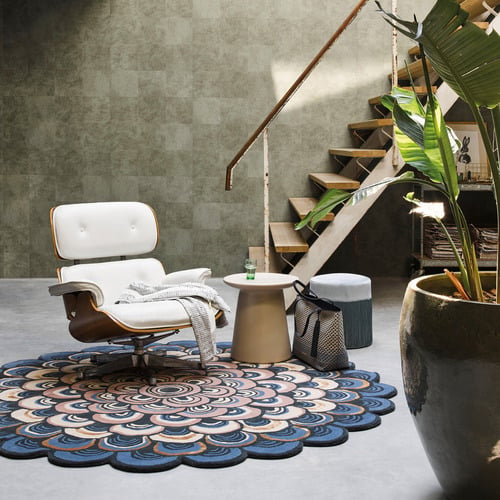 Blue Masquerade Hand-Tufted Wool-Blend Rug