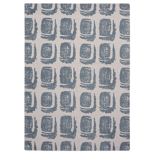 Grey Woodblock Hand-Loomed Cotton Rug
