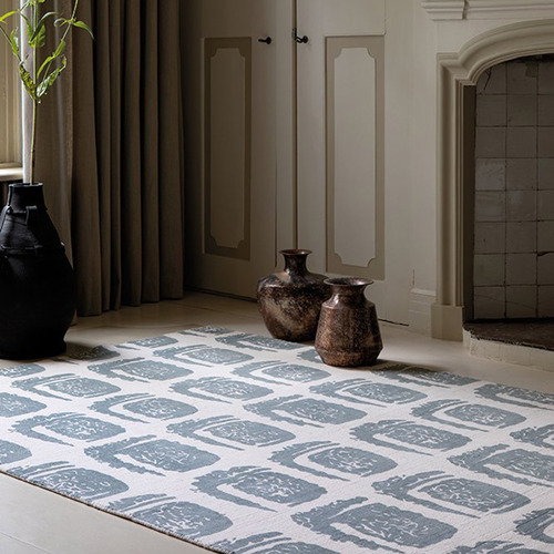 Grey Woodblock Hand-Loomed Cotton Rug