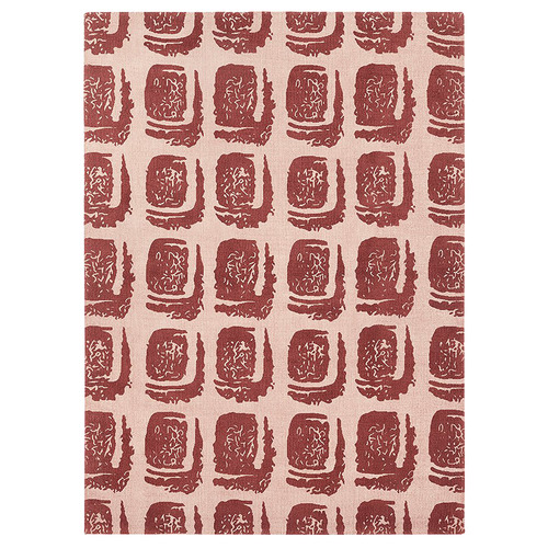 Red Woodblock Hand-Loomed Cotton Rug