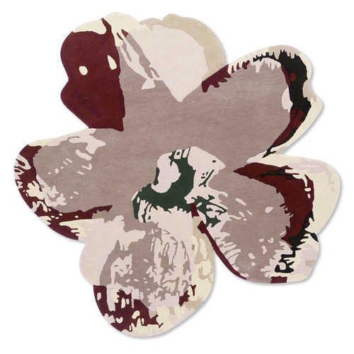 Burgundy Shaped Magnolia Hand-Tufted Rug | Temple & Webster