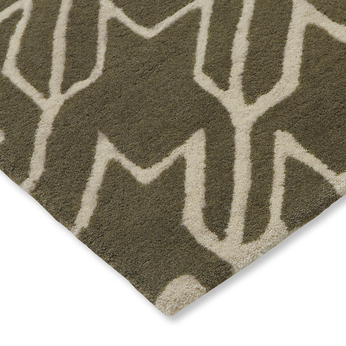 Grey Houndstooth Hand-Tufted Pure New Wool Rug