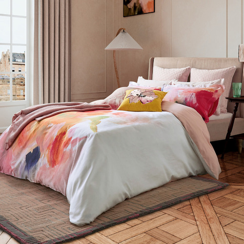 Amelie Orange Printed Abstract Floral Duvet Cover Set