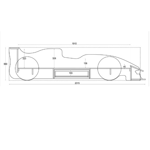 Blue Speed Racing MDF Single Car Bed With Drawer & Shelving