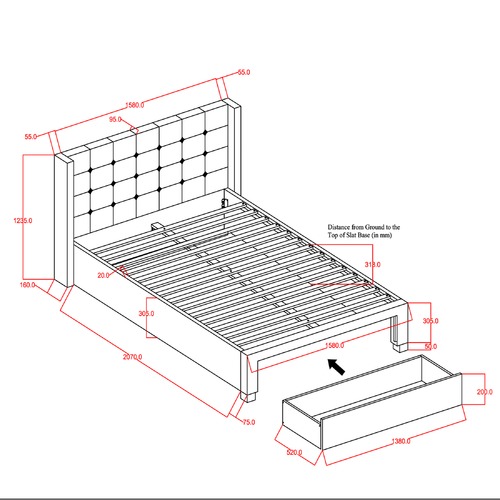 VIC Furniture Atlanta Queen Bed with Storage