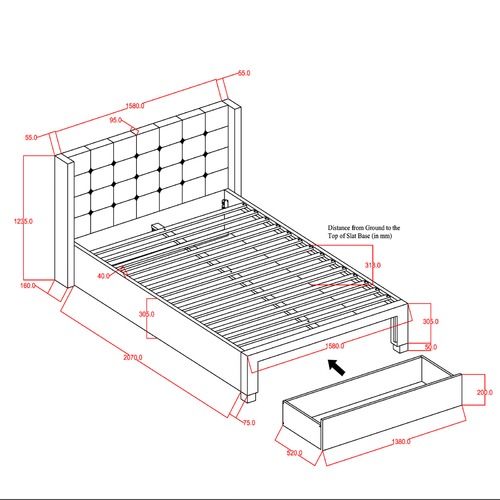 VIC Furniture Atlanta Queen Bed with Storage